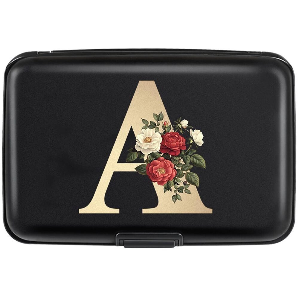 1884 Credit Card Holder Personalized Initial Letter A Small Aluminum Wallet